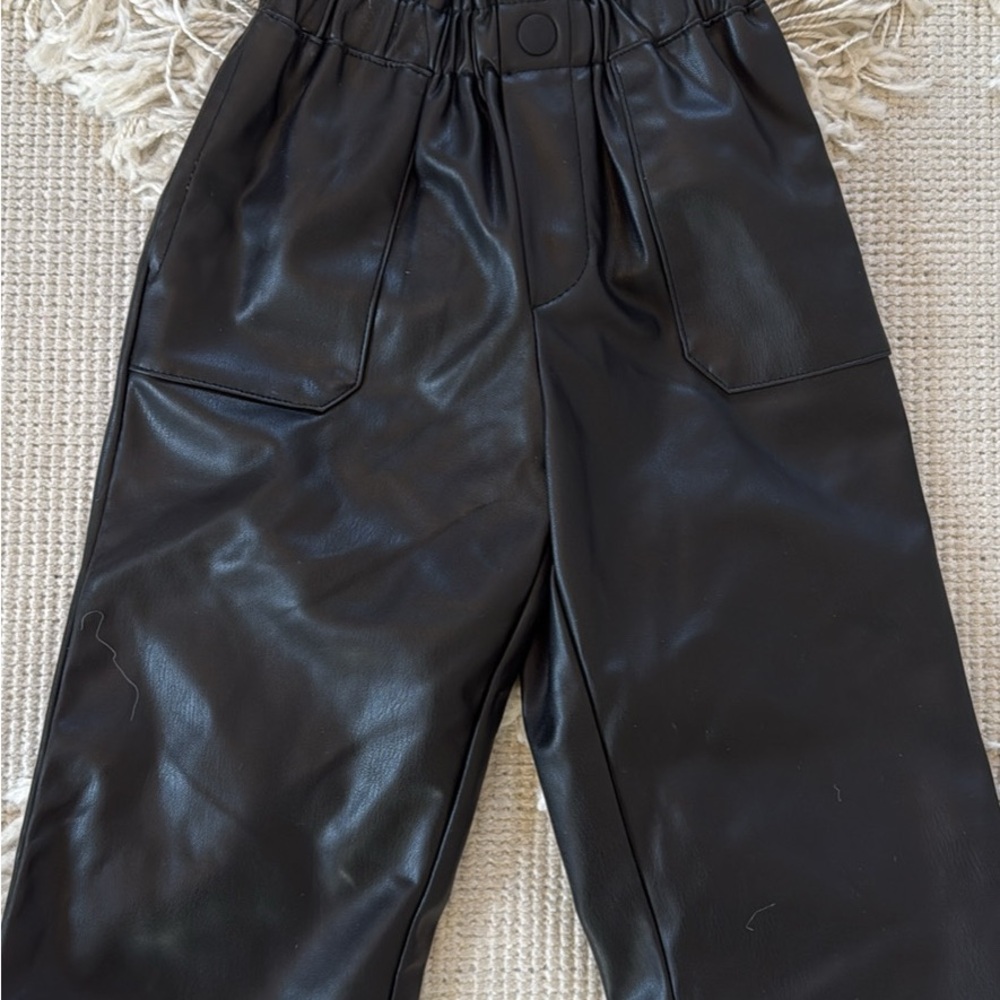 Zara Kids Black Faux Leather Pants